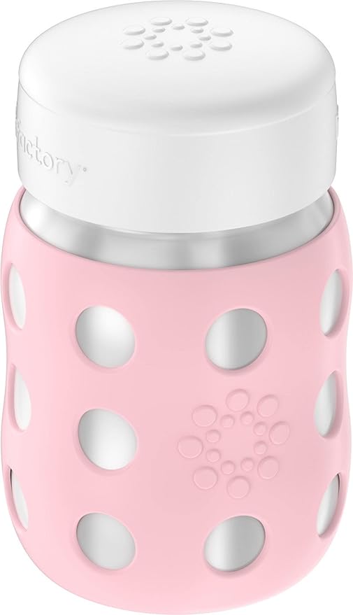 Lifefactory 8-Ounce Stainless-Steel Vacuum-Insulated Wide-Neck Baby Bottle with Flat Cap, Desert Rose (LS2231WDR4)