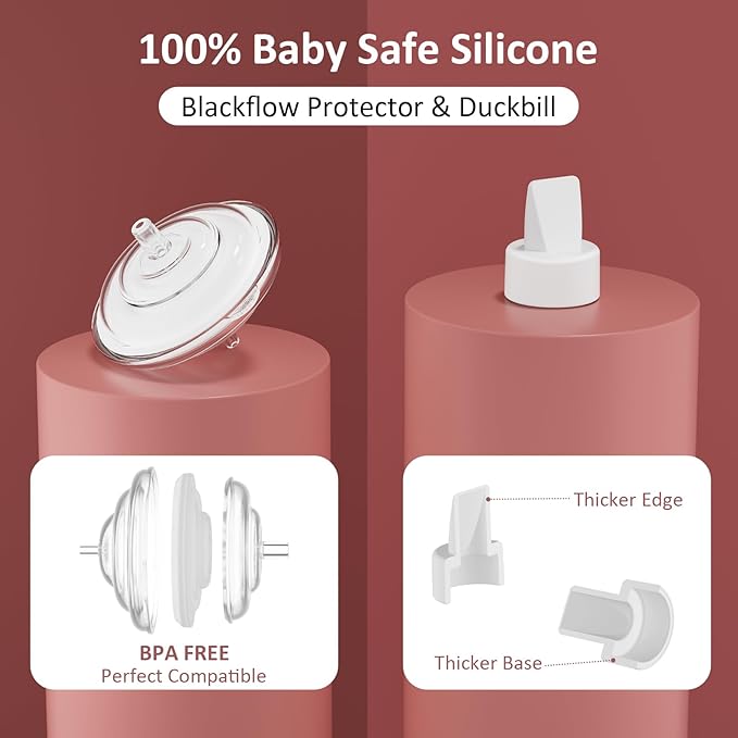 Pump Parts Compatible with Spectra S1/S2/9 Plus Breastpump, 4 Set Replacement Parts for Spectra Include 19mm Flange,Duckbill Valve,Backflow Protector,Tube,Bottle, Not Original Spectra S2 Accessories