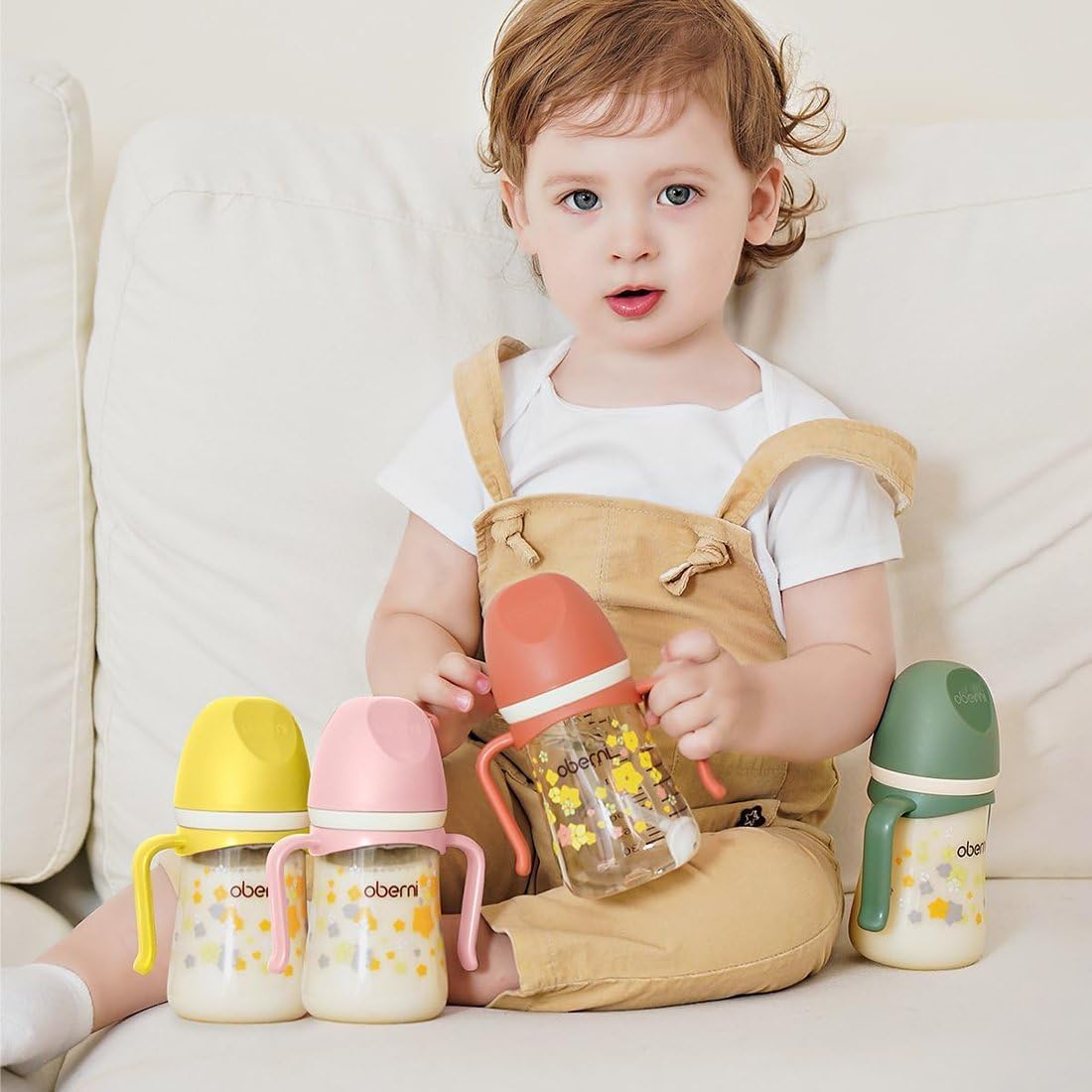 Toddler Sippy Cup 10oz, Weighted Straw Baby Drinking Water Bottle with Valved Spout for 6+ Months, 300ml/Green/1Pack