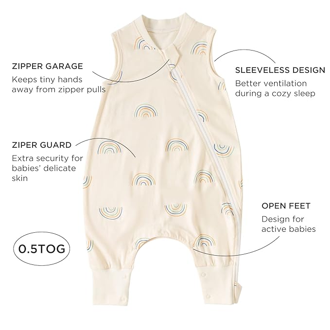 Duomiaomiao 0.5 TOG Toddler Sleep Sack 24-36 Months 100% Cotton Lightweight Baby Sleep Sack with Feet, Breathable Comfy Toddler Wearable Blanket