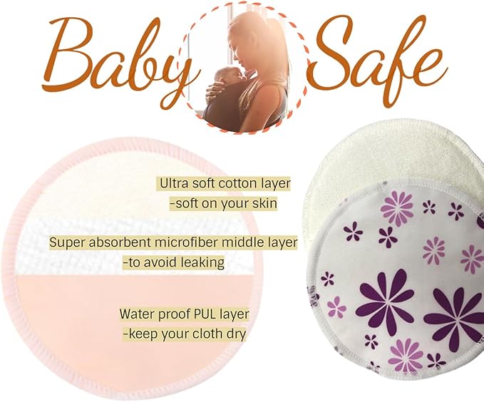 Reusable Nursing Pads 14 Pack,Washable Breast Pads