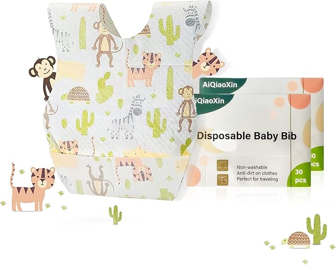 30/60pcs Baby Disposable Bibs-Individually Packaged,Soft, Leak Proof and Convenient, disposable bibs for toddlers