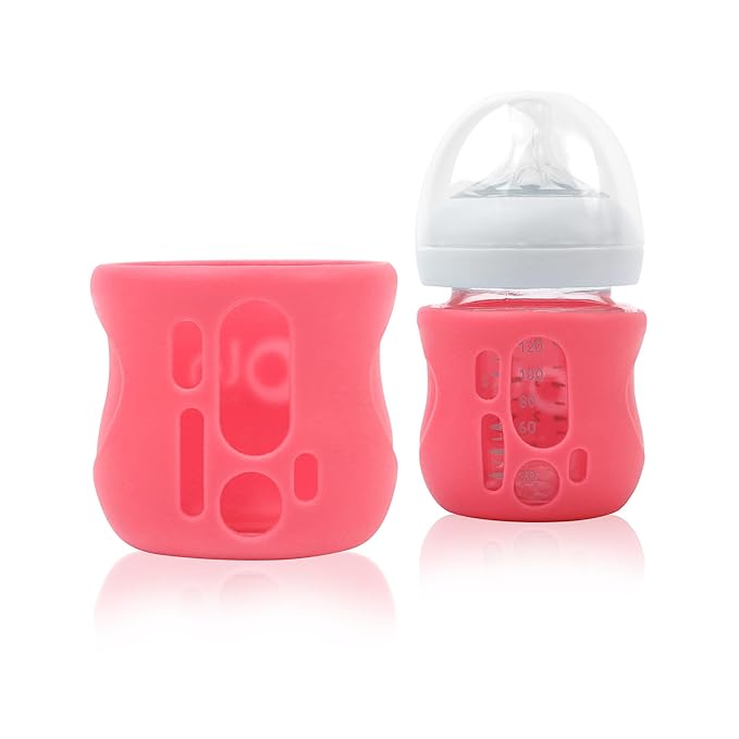 Olababy Silicone Sleeve for Avent Natural Glass Baby Bottles (4 oz, Pink)