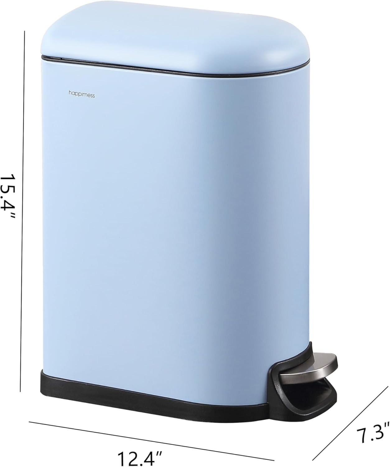 happimess HPM1009H Roland Mini 2.6-Gallon Step-Open Trash Can, Tide Pool Blue,with Soft-Close Lid, Fingerprint Resistant, Modern, Minimalistic for Home, Kitchen, Office, Bedroom, Bathroom