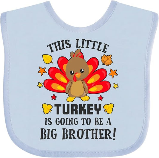 inktastic This Little Turkey Is Going To Be a Big Brother Baby Bib