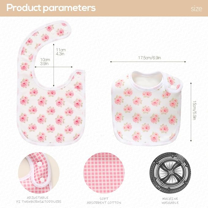 8 Pack Baby Bibs Unisex Adjustable with Snaps Ultra Soft Absorbent Drooling Teething for Boys and Girls