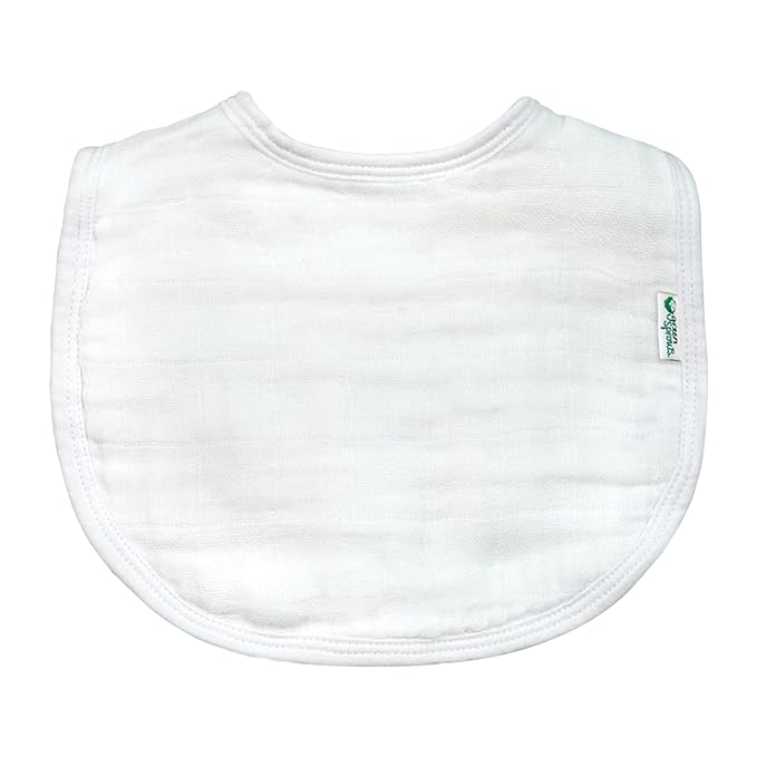 green sprouts Muslin Bibs Made from Organic Cotton| 4 Absorbent Layers Protect from sniffles, Drips, & drools | 100% Organic Cotton Muslin, Adjustable snap Closure, Machine Washable,5 Count