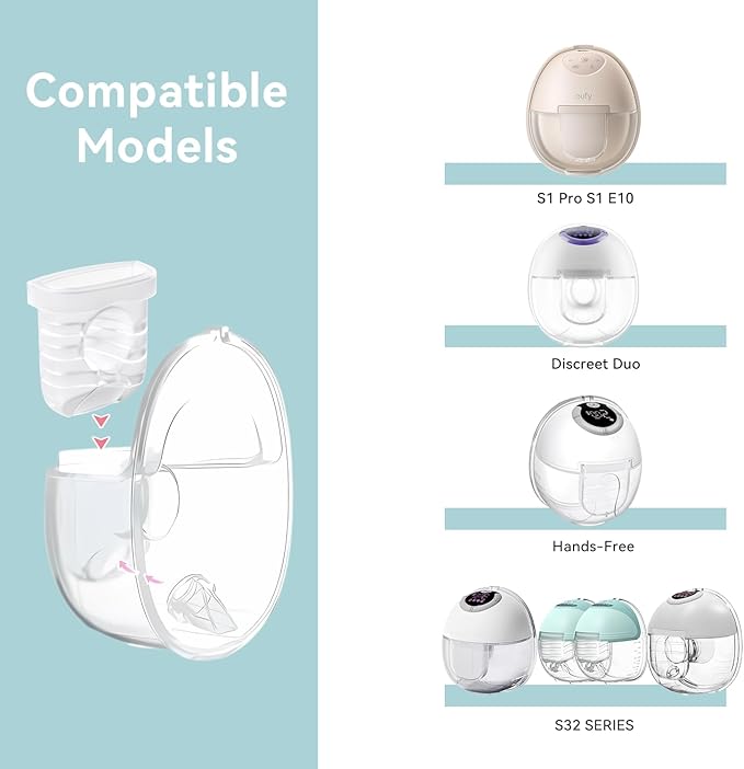 Breast Pump Parts for Lansinoh Discreet Duo/Nuliie/Motif Aura Glow S32 Pump, for mommed, for eufy Breast Pump Replacement Parts, Incl 8PCS Duckbill Valves