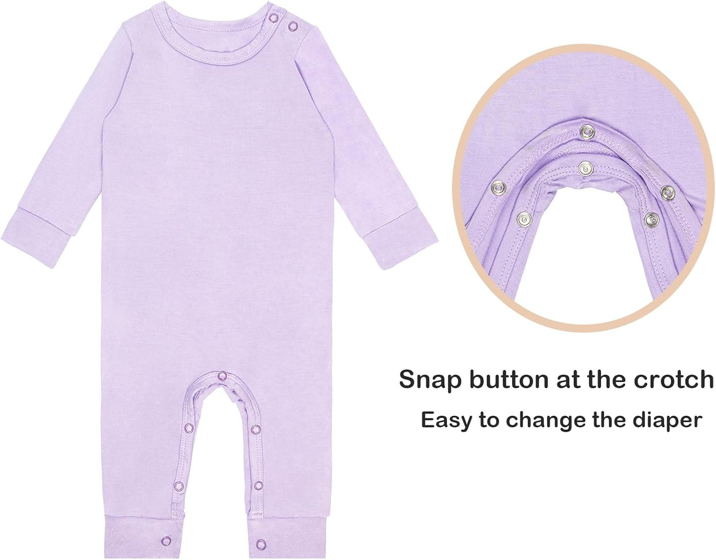 GUISBY Rayon Baby Pajamas, Long Sleeve with Snap Closure Pajamas Sleepers