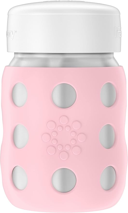 Lifefactory 8-Ounce Stainless-Steel Vacuum-Insulated Wide-Neck Baby Bottle with Flat Cap, Desert Rose (LS2231WDR4)