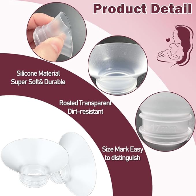 8PC Flange Insert 15/17/19/21mm Compatible with Momcozy M5/M6//M9 Wearable Breast Pump Replacement, BPA Free Silicone M5/M6/M9 Flange Inserts Same Suction as OEM(8PC-4Size)