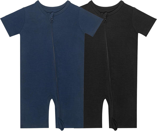GUISBY Rayon made from bamboo Baby Pajamas Short Sleeve Footless Rompers 2 Way Zipper Sleeper for Baby