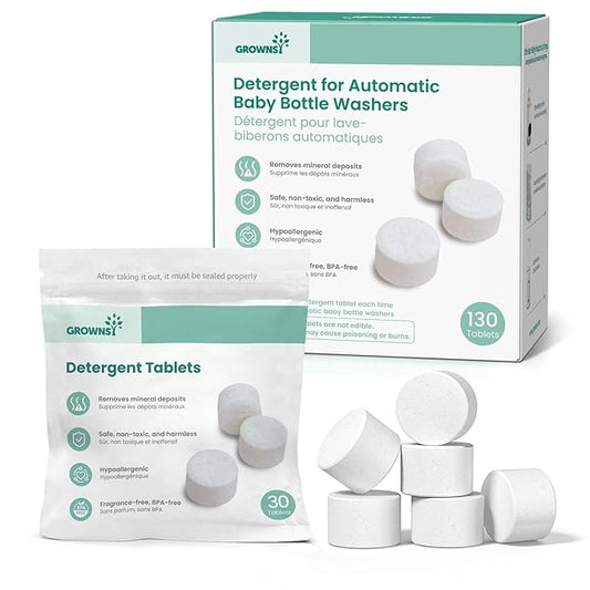 GROWNSY Detergent Washing Tablets 130 PCS for Momcozy, Baby Brezza Bottle Washer, Compatible with All Brands Baby Bottle Washers