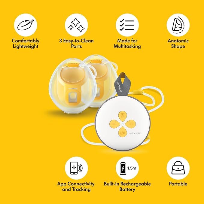 Medela Swing Maxi Hands-Free Double Electric Breast Pump, Easy and Intuitive Design for On-The-Go, Compatible with Medela Family App