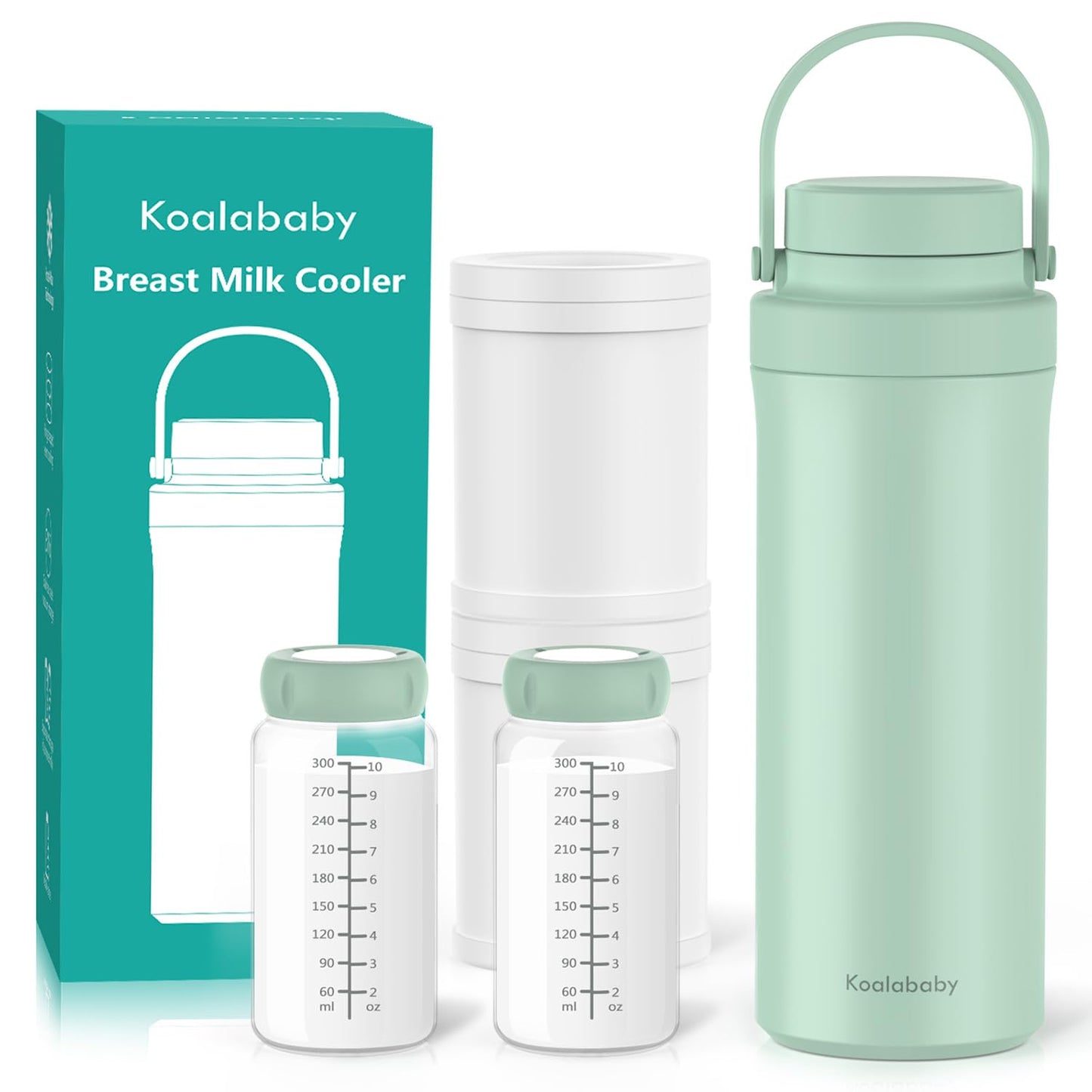 Koalababy Portable Breast Milk Cooler 22oz – 24-Hour Cooling, with 2 Bottles for Breastmilk Storage, Insulated Chiller for Work & Travel, Larger Capacity for Breastfeeding Moms