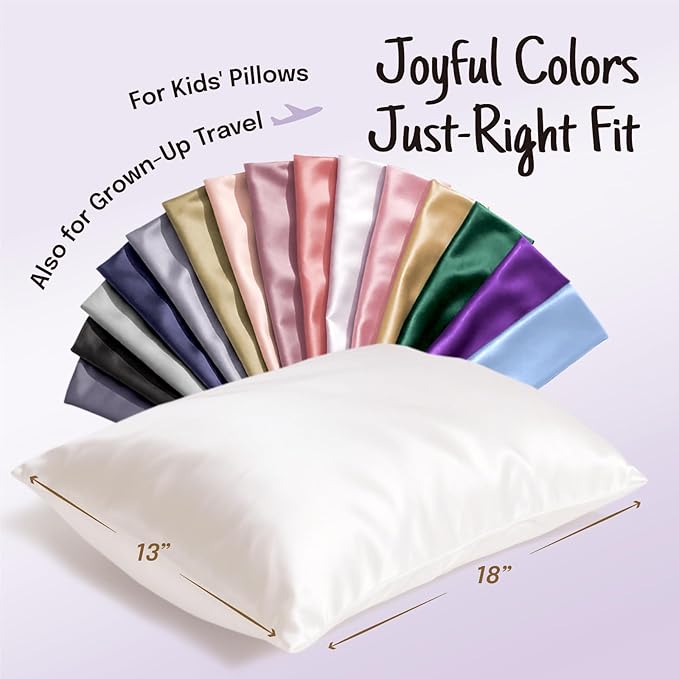 OLESILK 100% Mulberry Silk Toddler Pillowcase for Hair and Skin, Both Sides 19 Momme Pure Natural Silk Travel Pillow Cases with Hidden Zipper, 13"x 18", Taupe