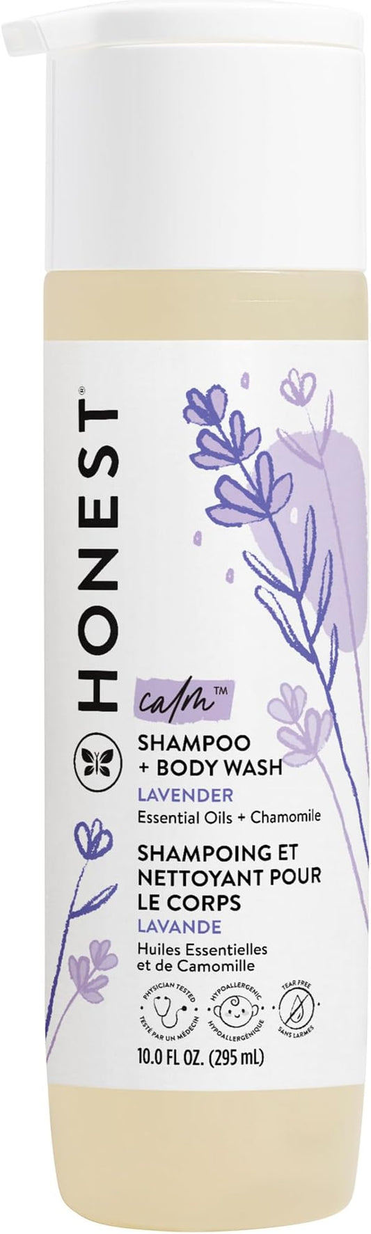 The Honest Company 2-in-1 Cleansing Shampoo + Body Wash | Gentle for Baby | Naturally Derived, Tear-free, Hypoallergenic | Lavender Calm, 10 fl oz