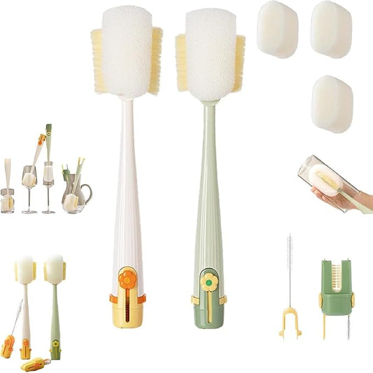 5 in 1 Bottle Cleaning Brush Set, 5‑in‑1 Multifunctional Bottle Cleaning Brush Set, Straw Cleaner Brush for Baby Bottles, Multifunctional Detachable Water Bottle Brush (2PCS Mix)