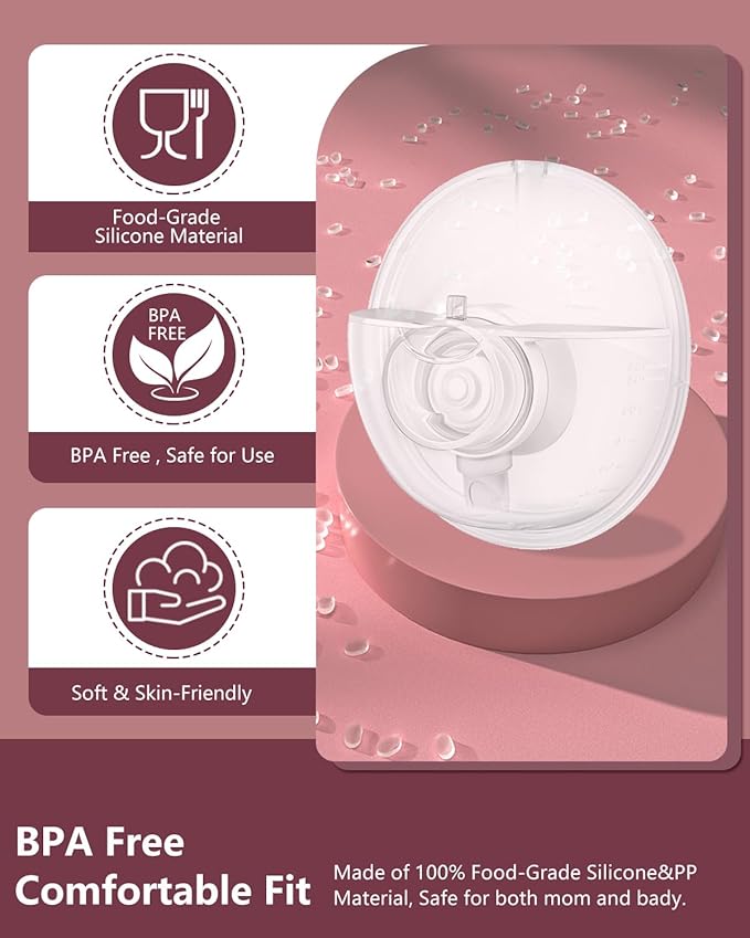 Two M5 24mm Full Set Collector Cup Only Compatible with Momcozy M5 and 10pcs 13/15/17/19/21mm Flange Inserts, Including Inserts*10, 24mm Flange*2, Collector*2, Duckbill Valve*2,Diaphragm*2