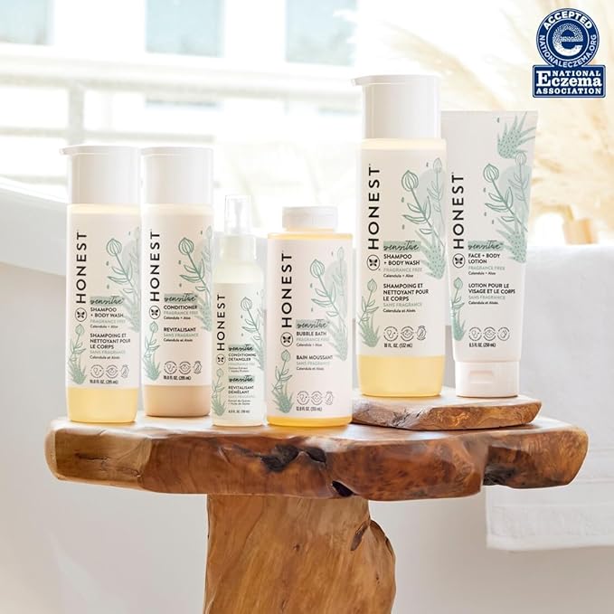 The Honest Company 2-in-1 Cleansing Shampoo and Body Wash for Sensitive Skin, Gentle Tear-Free Hypoallergenic Baby Wash with Naturally Derived Ingredients, Fragrance-Free, 18 fl oz