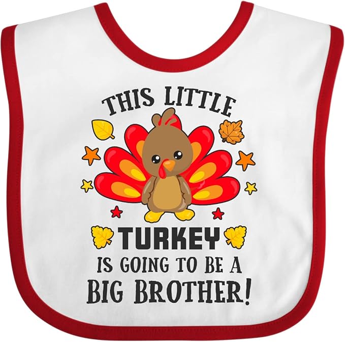 inktastic This Little Turkey Is Going To Be a Big Brother Baby Bib
