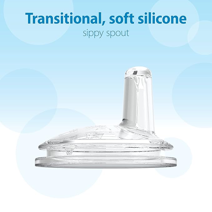 Dr. Brown's Milestones Wide-Neck Sippy Spout Bottle with 100% Silicone Handles, Easy-Grip Handles with Soft Sippy Spout, 9oz/270mL, Black & Ecru, 2-Pack, 6m+