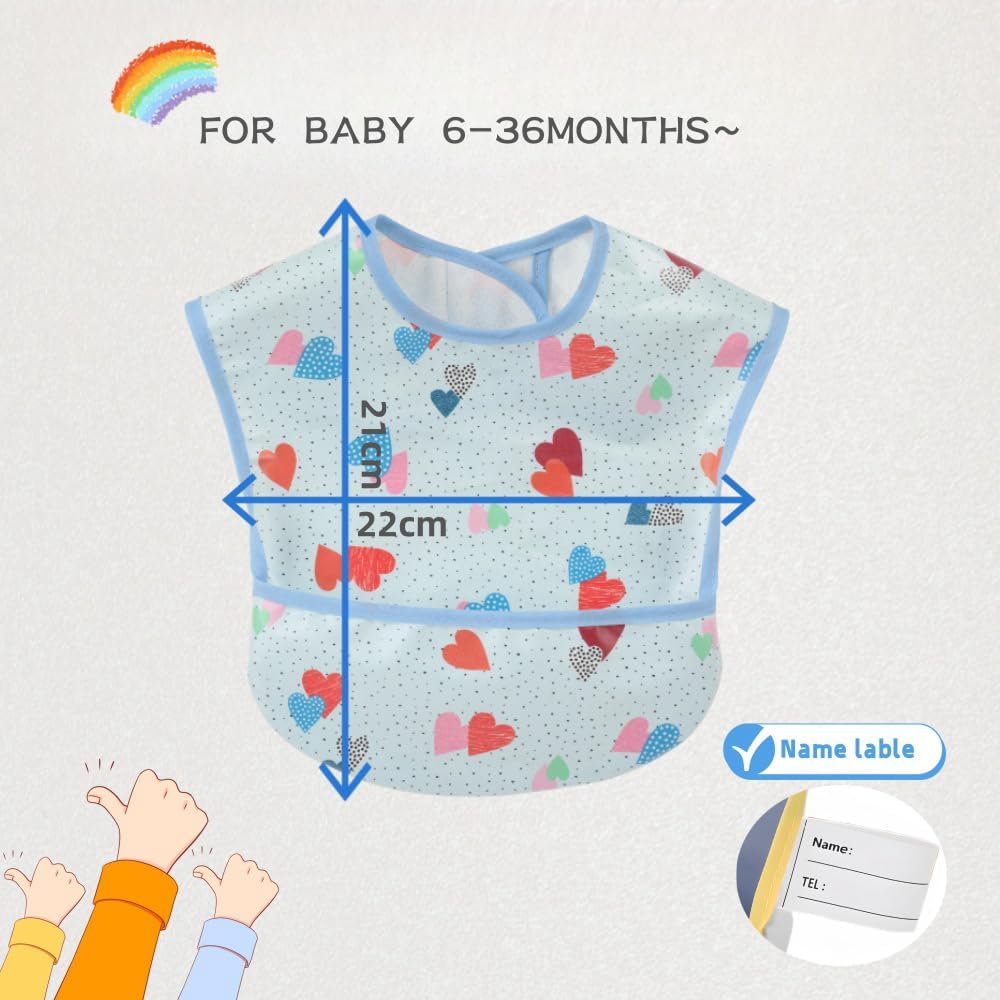 Baby bibs Waterproof Toddler bib - Feeding bib with Pocket for Infant Boy Girl Washable 6-36M