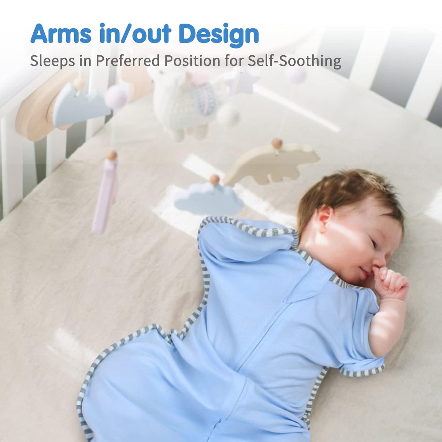 Transition Swaddle, Baby Sleep Sack 3-6 Months Arms up Swaddle 2-Way Zipper 100% Cotton Arms in/out, 0.8 Tog Baby Swaddles Sleep Sack for Boy Girl, 2-Pack Transitional Swaddle Sack (Medium 14-20lbs)