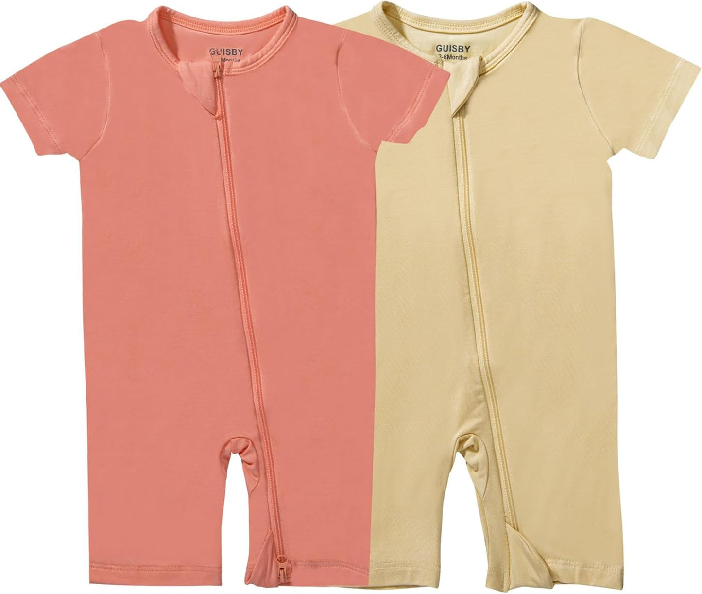 GUISBY Rayon made from bamboo Baby Pajamas Short Sleeve Footless Rompers 2 Way Zipper Sleeper for Baby