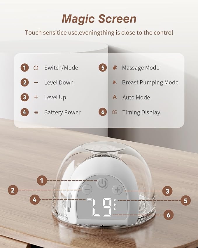 Ultra-Light 193g Hands Free Breast Pump – Quiet & Portable for Home, Work & Travel, LCD Display, 2 Modes & 9 Levels, Rechargeable Wearable Breastfeeding Pump with 21mm/24mm Flanges (White)