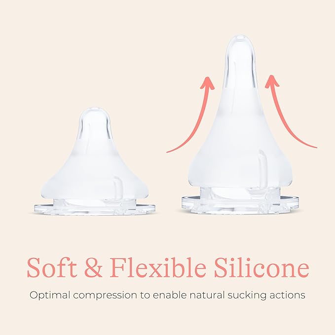 Lansinoh NaturalWave Baby Bottle Nipples, Medium Flow, Size M, 3+ Months, 4 Count – 100% Soft, Durable Silicone, Made Without BPA BPS, Anti-Colic, Supports Baby’s Developing Mouth and Teeth