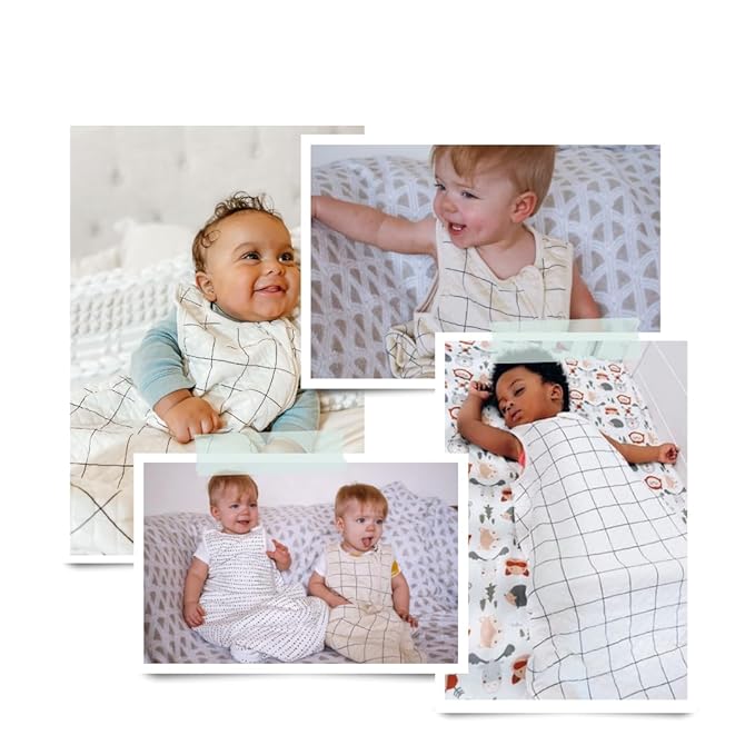 Tealbee Grow with Baby Sleep Sack – Adjustable Fit 6–24 Months for Babies & Toddlers, Soft Rayon from Bamboo Sleep Bag, Summer 0.8 TOG Wearable Blanket with 2-Way Zipper – Checkered