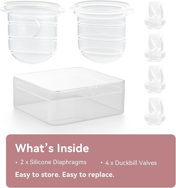 Diaphragm & Duckbill Valve Set Compatible with Momcozy M6 Breast Pump, Includes 4 Duckbill Valves and 2 Diaphragms, Pump Parts Works with Mobile Style M6
