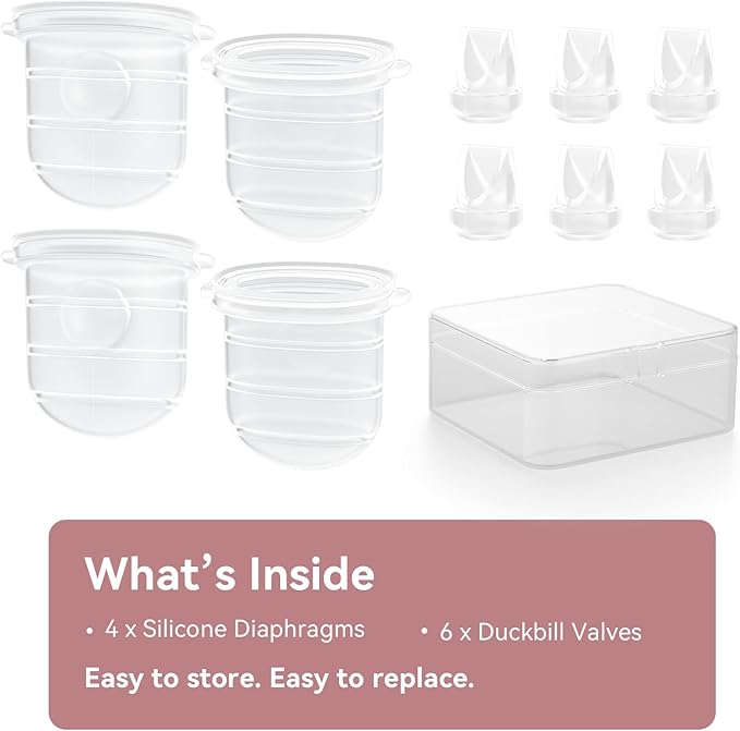 Diaphragm & Duckbill Valve Set Compatible with Momcozy M6 Breast Pump, Includes 6 Duckbill Valves and 4 Diaphragms, Pump Parts Works with Mobile Style M6
