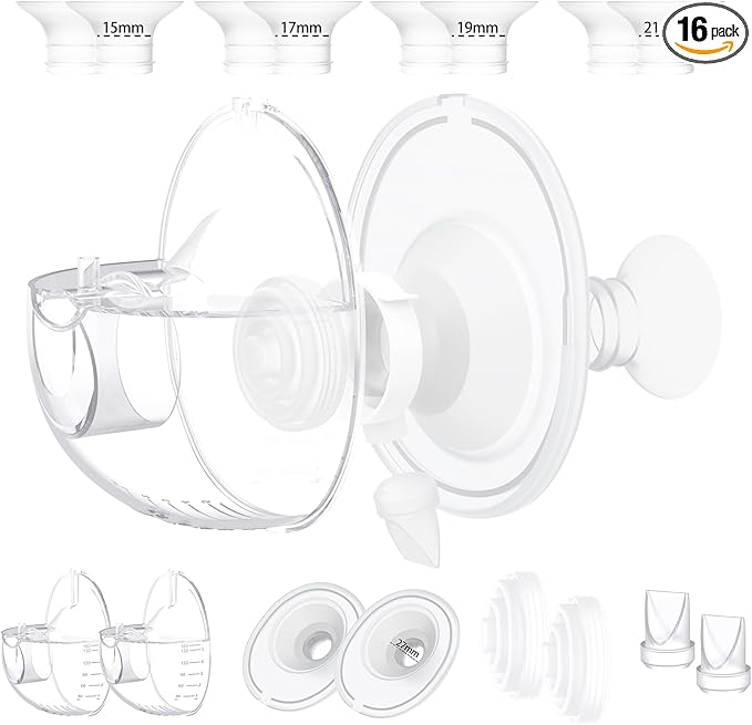 Two Complete Sets Compatible with Momcozy M5 Breast Pump Replacement Parts, 27mm Collection Cup and 15/17/19/21mm 8pcs Flange Size Kit for M5 only, not Other Models