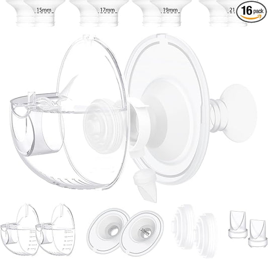 Two Complete Sets Compatible with Momcozy M5 Breast Pump Replacement Parts, 27mm Collection Cup and 15/17/19/21mm 8pcs Flange Size Kit for M5 only, not Other Models