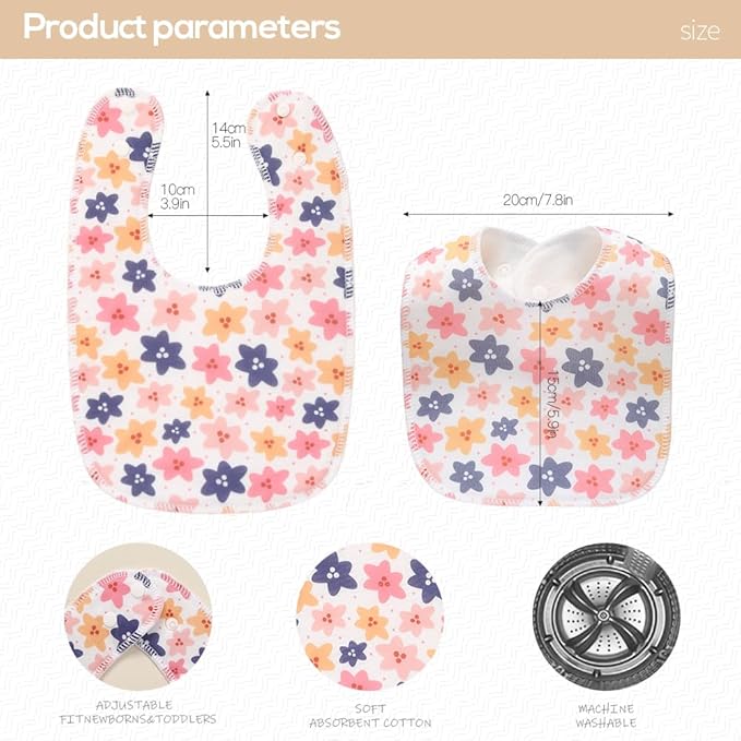 8 Pack Baby Bibs Unisex Adjustable with Snaps Ultra Soft Absorbent Drooling Teething for Boys and Girls