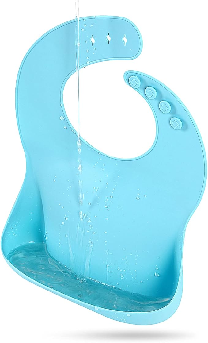 Silicone Bibs for Babies Toddler Set of 3, BPA Free, Soft Adjustable Waterproof Bibs for Feeding Essentials