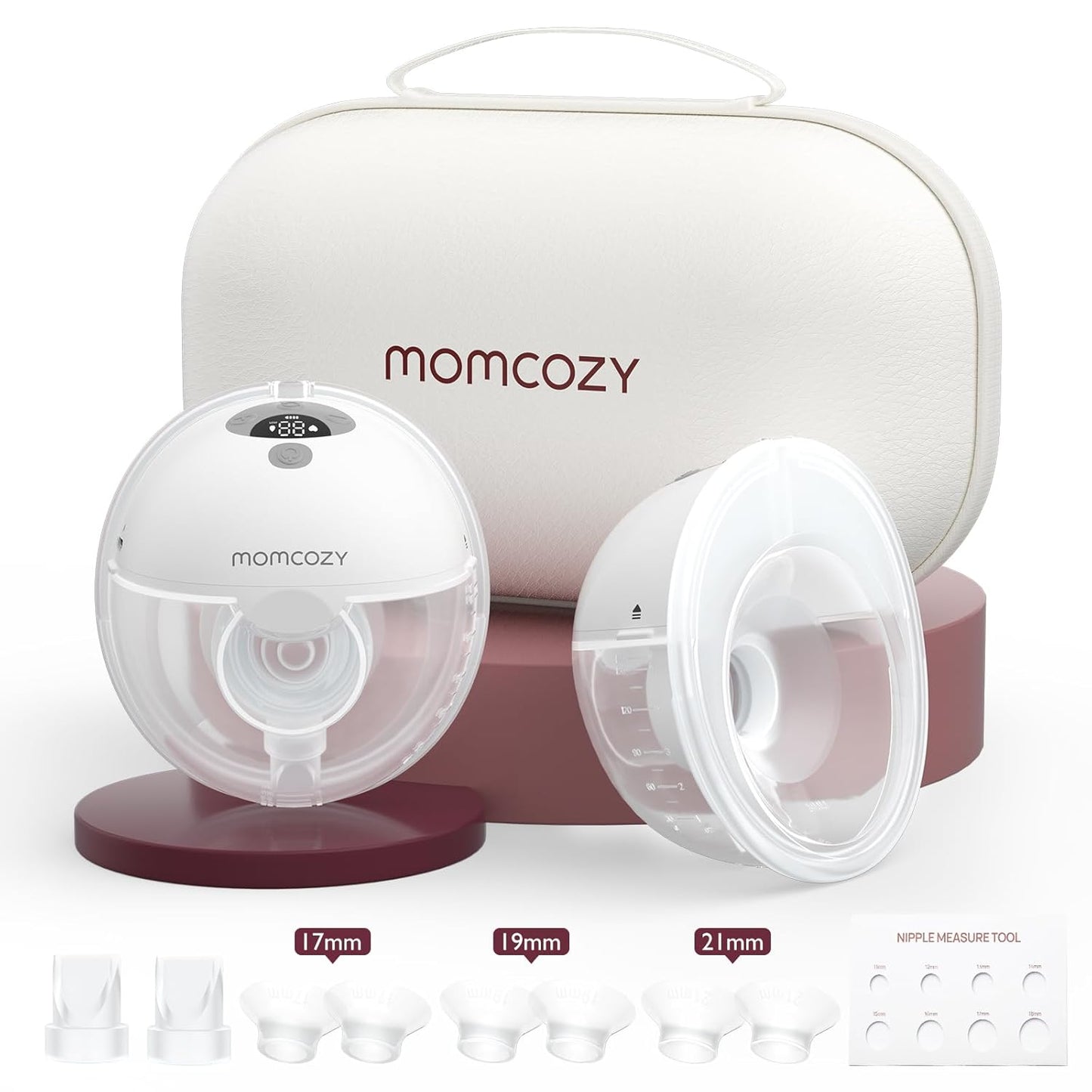 Momcozy M5 Hands-Free Wearable Breast Pump, Double-Sealed Flange for Baby-Like Comfort, 3 Modes & 9 Suction Levels, Portable Electric Pump – 24mm, 2-Pack Quill Gray