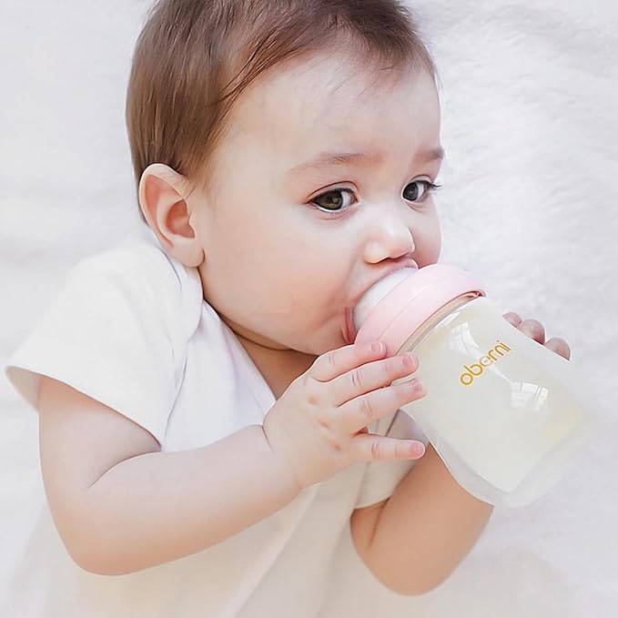 Glass Baby Bottles,Anti Colic Breastfeeding Bottle with Natural Response Nipple Size S,Wide Neck Slow Flow Baby Bottle for Baby,Newborn,Preemie 0-3 0-6 Month,BPA Free (Blue, 2 Pack, 4 Ounce)