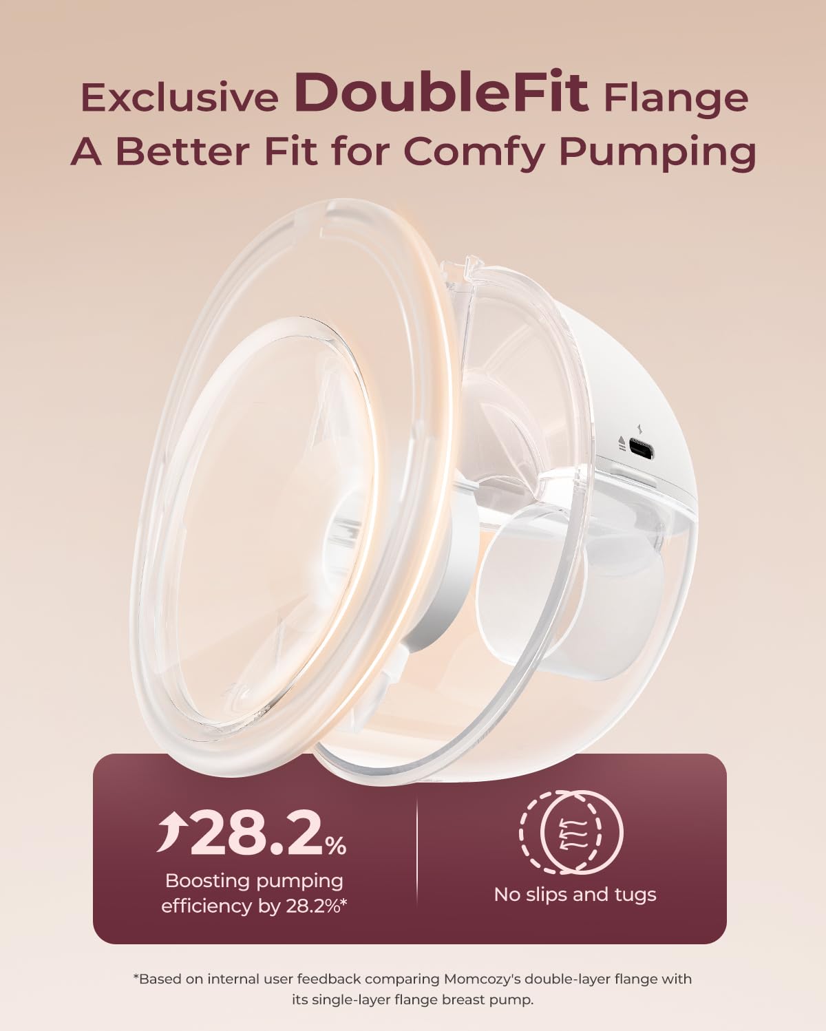 Momcozy M5 Lite Hands-Free Wearable Breast Pump, DoubleFit Flange for Baby-Like Comfort, 3 Modes & 9 Suction Levels, No Flange Insert or Hard Carry Case, 24mm, 2-Pack, Cozy Red