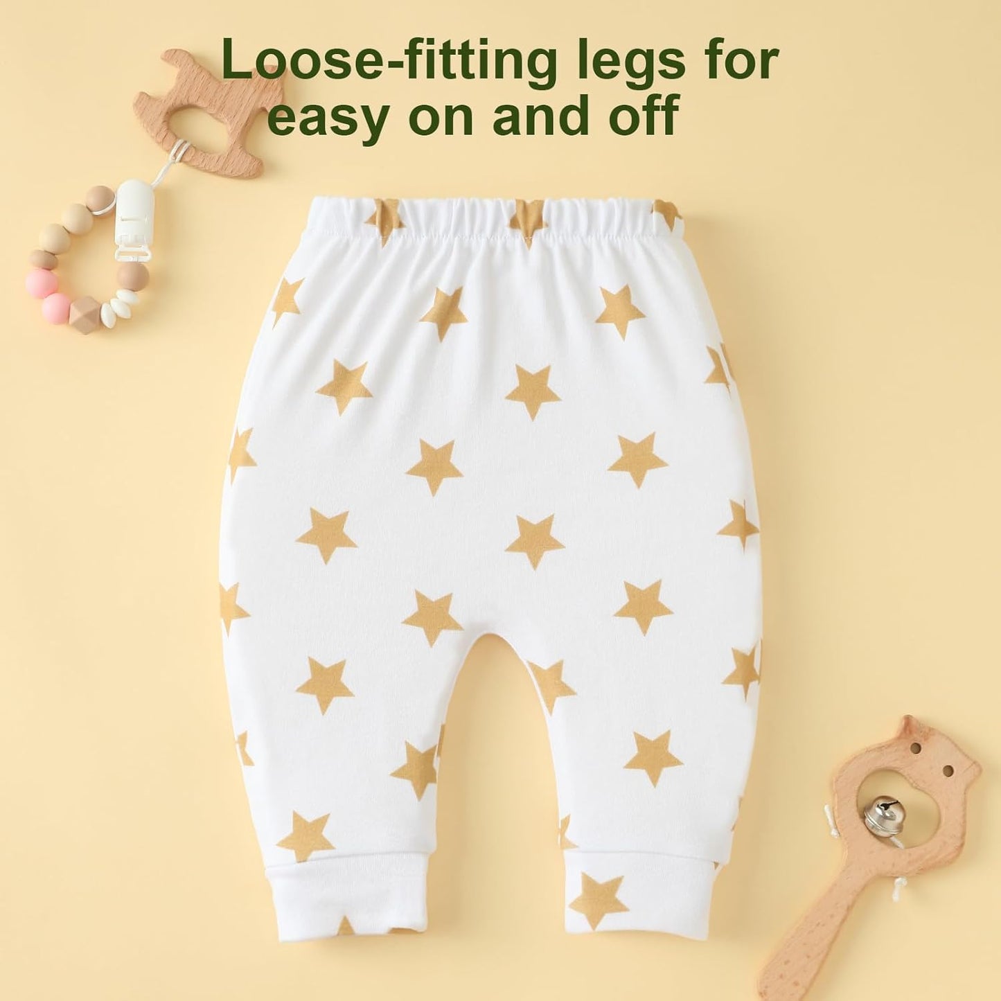 Hakochia Baby Pants for Boys & Girls: 100% Cotton, Soft, Comfy, Ample Diaper Room 0-36 Months