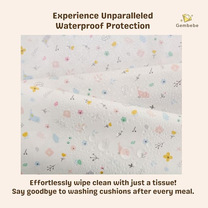 Waterproof Compatible Stokke Tripp Trapp Cushion Set - Easy to Clean Newborn Set - 100% Cotton High Chair Cushion (Little Birdie / 49.5 Counts)