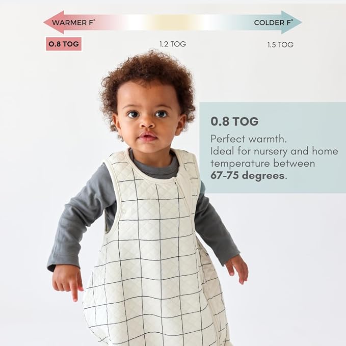Tealbee Grow with Baby Sleep Sack – Adjustable Fit 6–24 Months for Babies & Toddlers, Soft Rayon from Bamboo Sleep Bag, Summer 0.8 TOG Wearable Blanket with 2-Way Zipper – Checkered