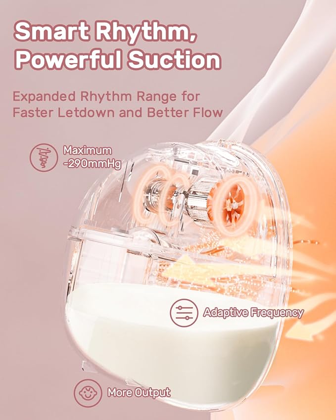 NCVI Wearable Hands Free Breast Pump, 4 Modes & 9 Levels with Multitronic Suction, Ultra-Quiet <42dB, Long Battery Life (150min), 21/24mm Flange Insert, Portable Electric Breastfeeding Pump for Moms