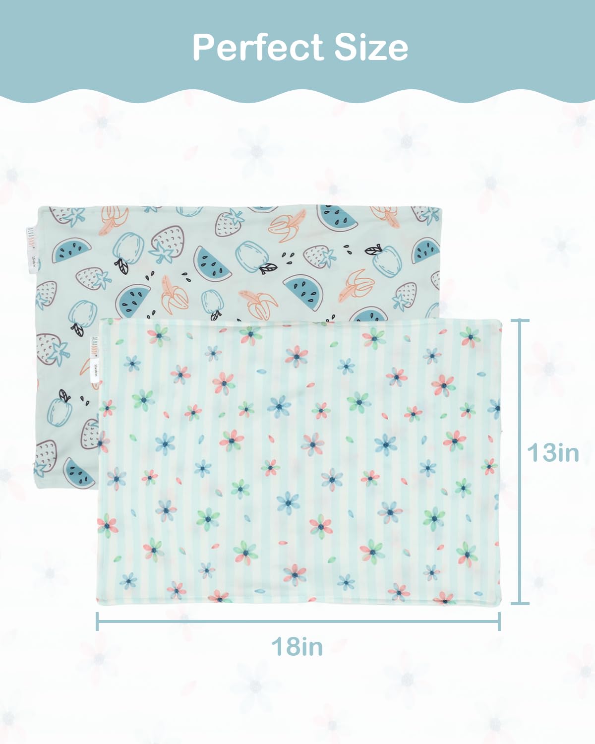 ALVABABY Toddler Pillowcases Stretchy Soft Kids Pillow Cover 2 Pack Fit 13"x 18" or 12"x16" Envelope for Girl Boy Sleepy Travel 2TPE28A