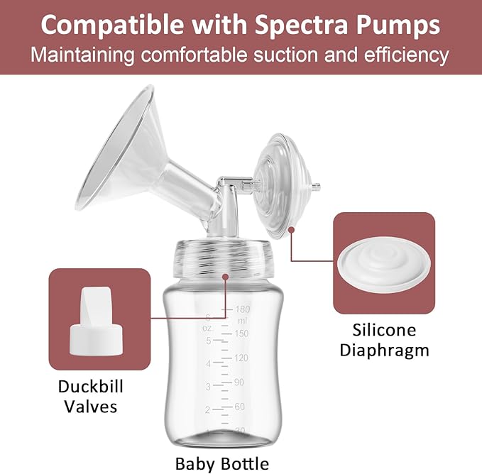10PCS Breast Pump Parts Compatible with Spectra S2 Spectra S1, 6 Pack Silicone Duckbill Valve & 4 Pack Silicone Diaphragm for Spectra Breastpump Parts, Not Original Spectra Replacement Accessories