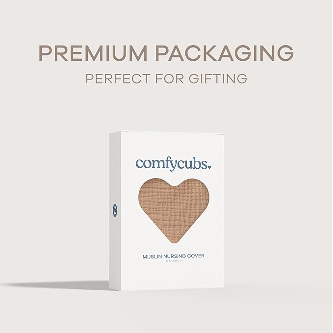 Comfy Cubs Muslin Nursing Cover, Pack of 1, 100% Muslin Breastfeeding Cover - Soft & Breathable Baby Nursing Scarf with Adjustable Neck Strap - Portable, Lightweight & Privacy Coverage - Cedar