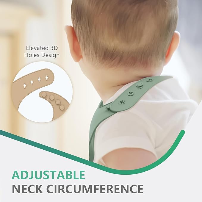 Cuddle Campus Set of 3 Silicone Bibs for Babies & Toddlers,Soft Adjustable Bibs with Pocket Food Catcher for Baby Girl,Boy