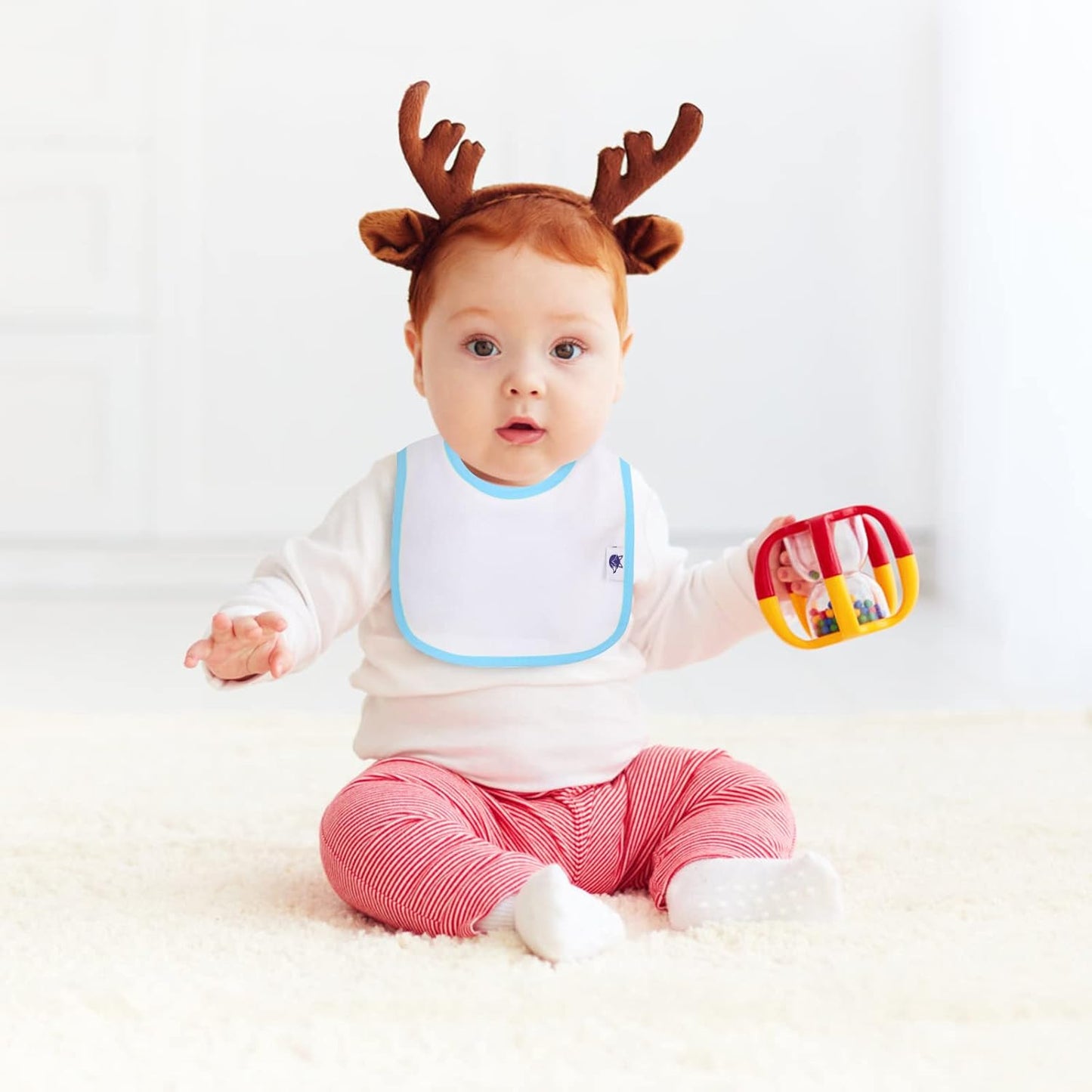 SPINFOX Waterproof Baby Bibs for Girls, Boy, Unisex Drool Bib Cotton Solid Knit Infant Feeding Bibs